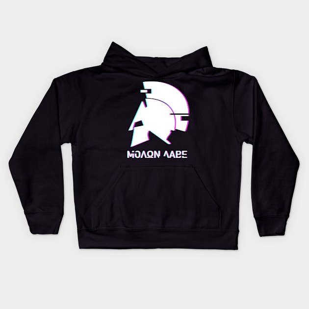 Molon Labe - Aesthetic Glitch Vaporwave Kids Hoodie by MeatMan